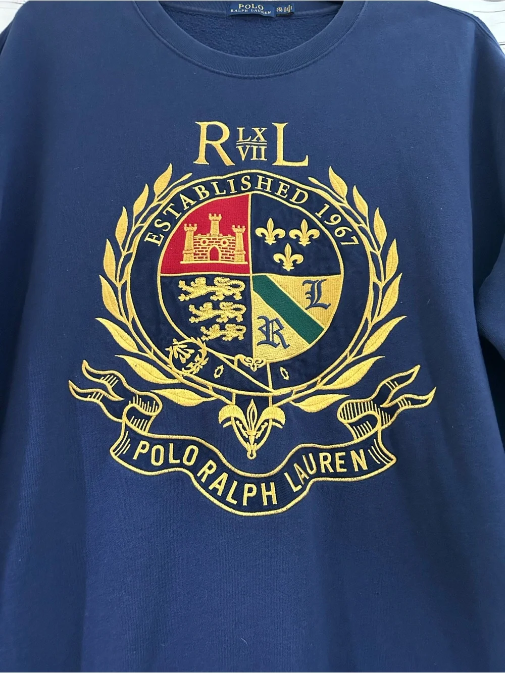 Polo Ralph Lauren | Men's Embordered Logo Crest Sweatshirt Navy Blue Size XXL